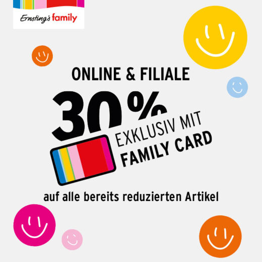 30 % Rabatt aufs Sortiment bei Ernstings family 30 % Rabatt aufs Sortiment bei Ernstings family